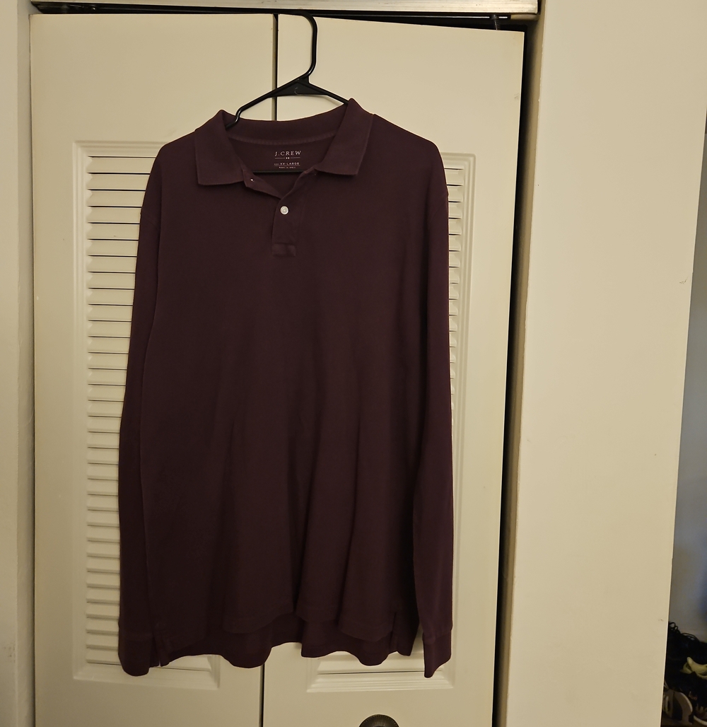 J. Crew Men's Long-Sleeve Polo in Plum